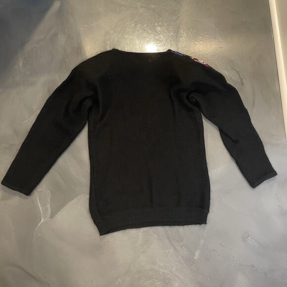 Vintage IB Diffusion Sweater Sequin Silk Angora Women Size S Black Beaded Long - Picture 7 of 8